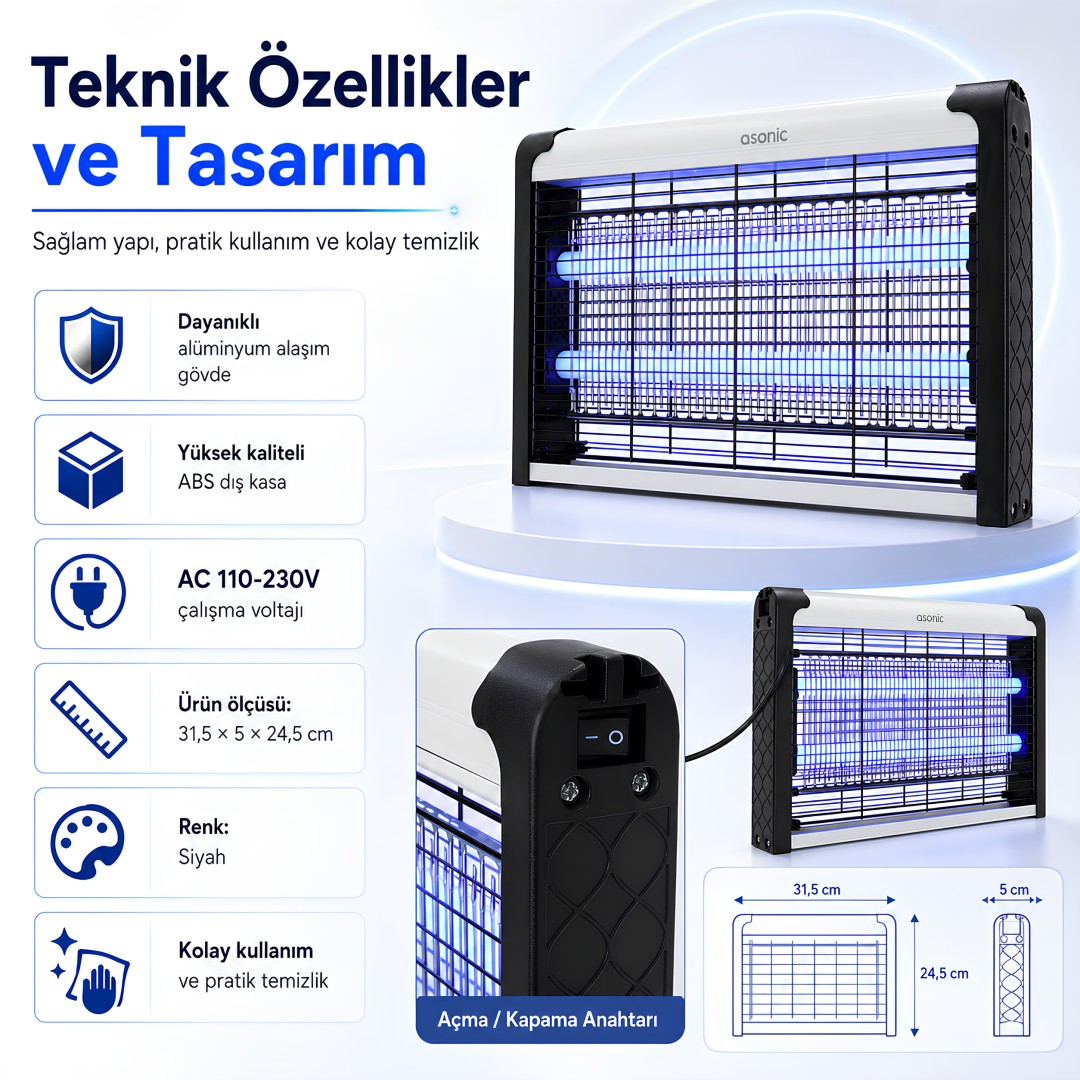 Asonic As A28 4w 2000v Uv Isikli Elektrikli Sinek Oldurucu Siyah Teknik Ozellikleri