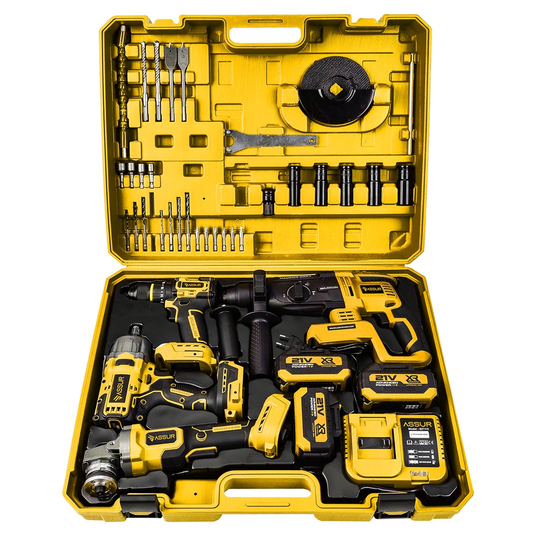 Assur ASR1192 Profesyonel Akülü Kömürsüz 4 lü Matkap Seti 21V 3ah taşıma çantası ve aksesuarlar