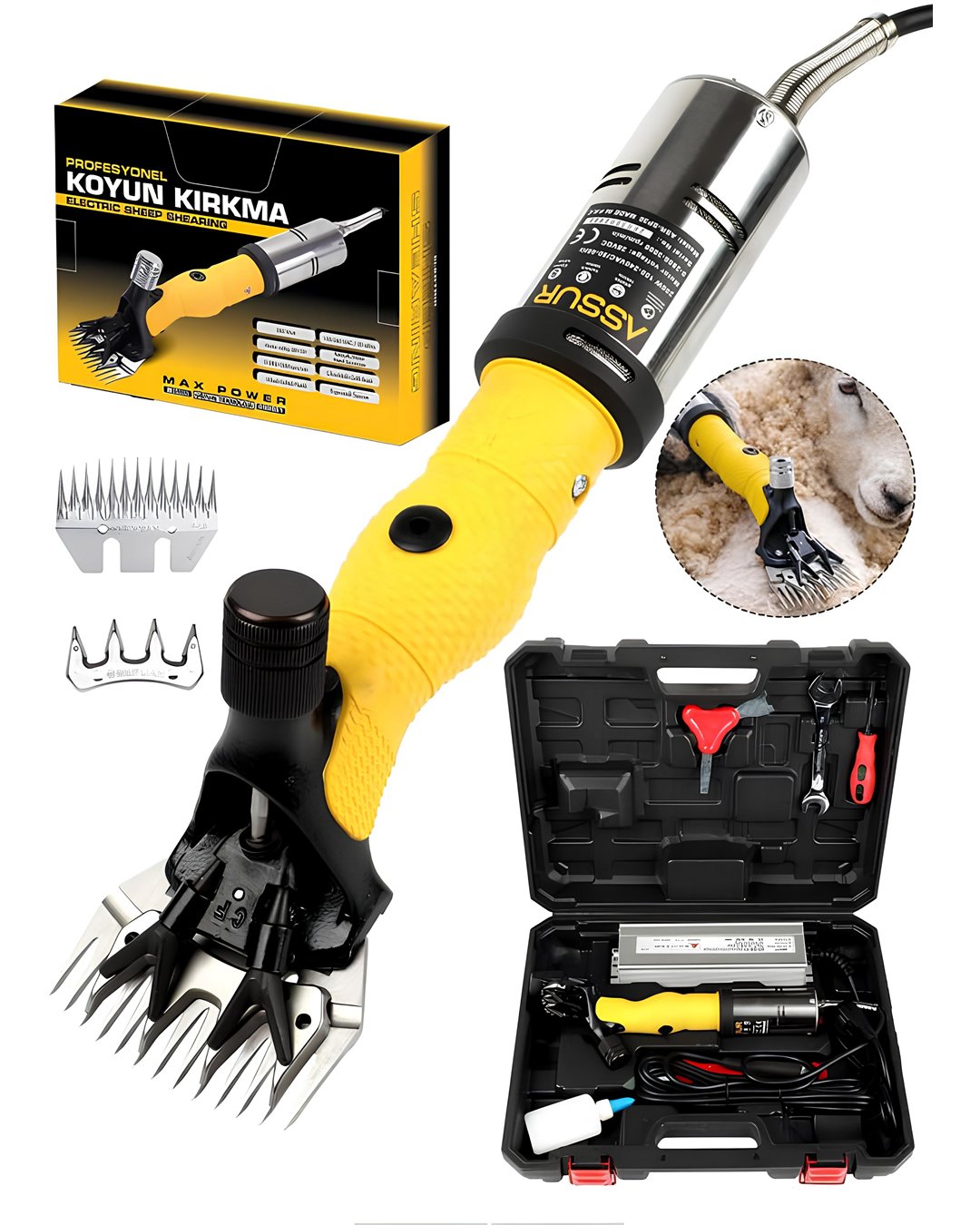 Assur ASR681 Profesyonel Koyun Keçi Kırkma Makinesi - 200W Elektrikli Metal Şanzımanlı Çelik Bıçaklı Model ve fiyatlar