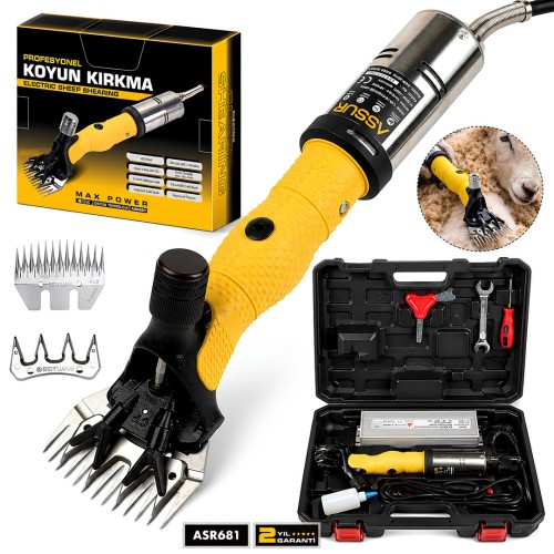 Assur ASR681 Profesyonel Koyun Keçi Kırkma Makinesi - 200W Elektrikli Metal Şanzımanlı Çelik Bıçaklı