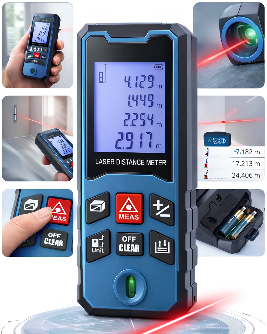 ASR ASR945 Lazer Terazili Dijital Mesafe Ölçer - Mavi (100 Metre) Özellikler