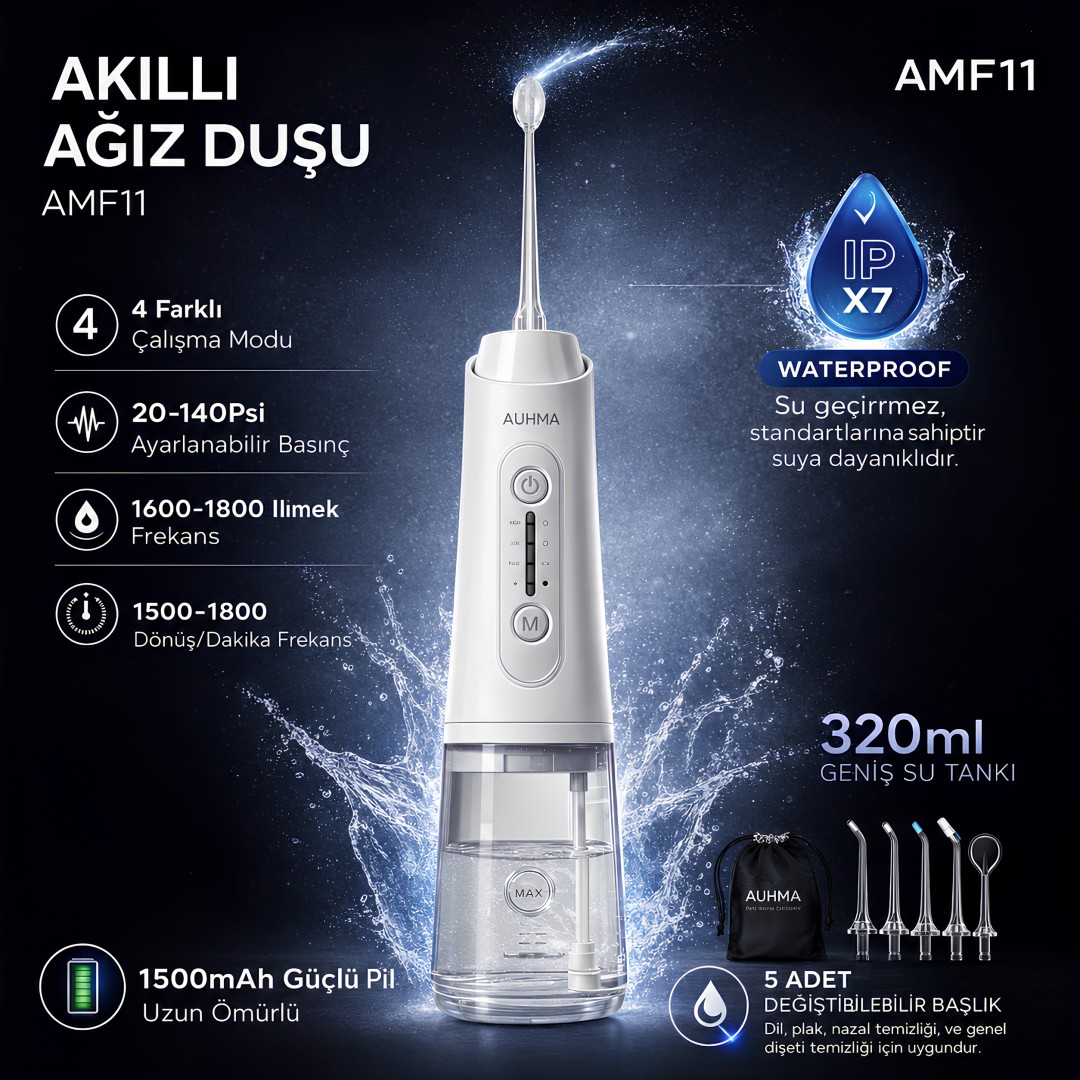Auhma Amf11 320 Ml 4 Modlu Sarjli Akilli Agiz Dusu Teknik Ozellikler