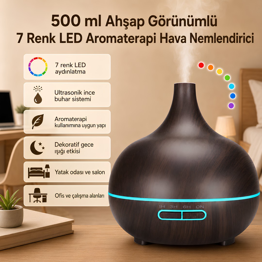 Auhma Aus 01 500 Ml 7renk Led Aromaterapi Hava Nemlendirici Teknik Ozellikleri