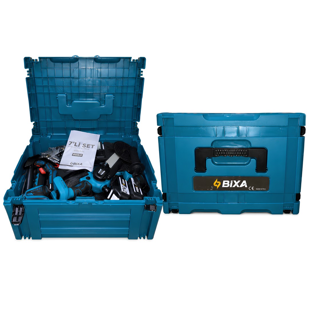 Bixa Bx070 21v 4 Akulu Profesyonel 7li Makine Seti Kutu Icerigi