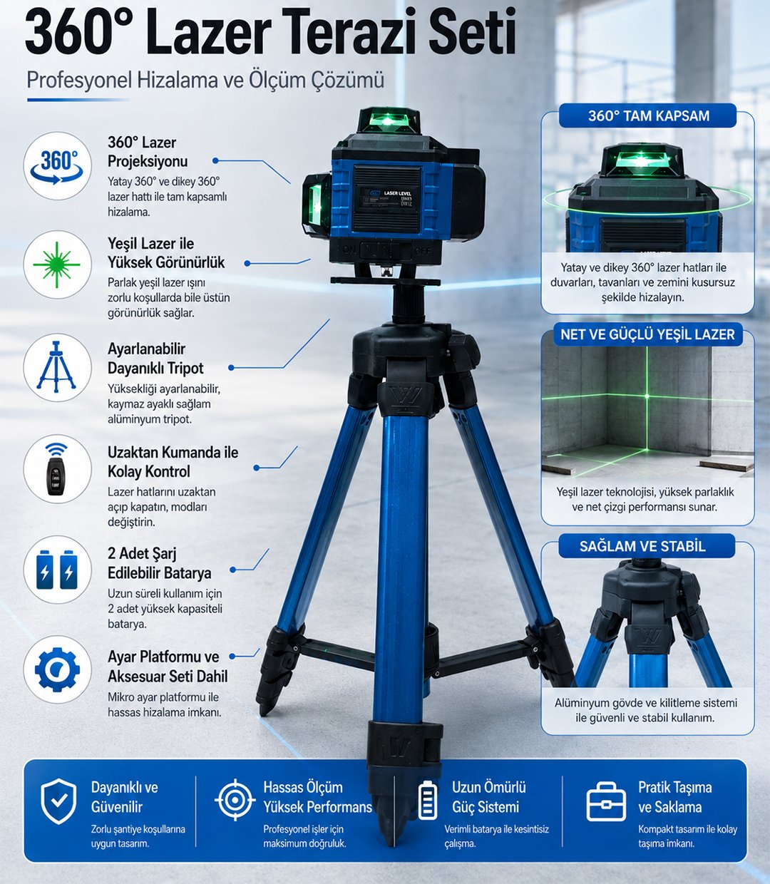 bn5 bnbz01 lazer terazi tripot seti 360 yesil lazer nivo fiyatları