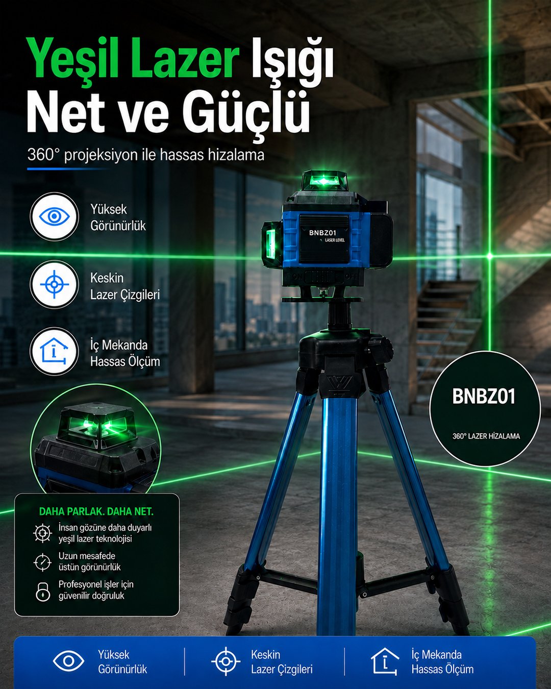 bn5 bnbz01 lazer terazi tripot seti 360 yesil lazer nivo yorumları