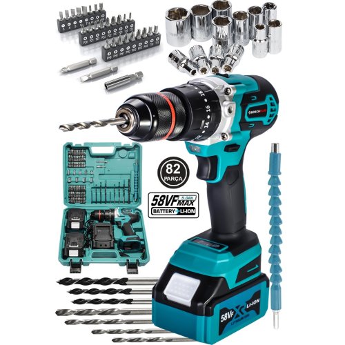 BoschPlus EEA224 Çift Akülü 82 Parça 58vf 5ah 10 pilli Darbeli Vidalama Matkap Seti