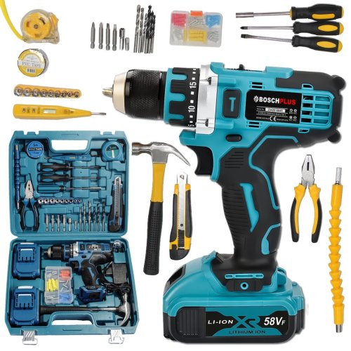 BoschPlus EEA227 Çelik Gövde Full Set 58vf Çift Akülü Vidalama Matkap