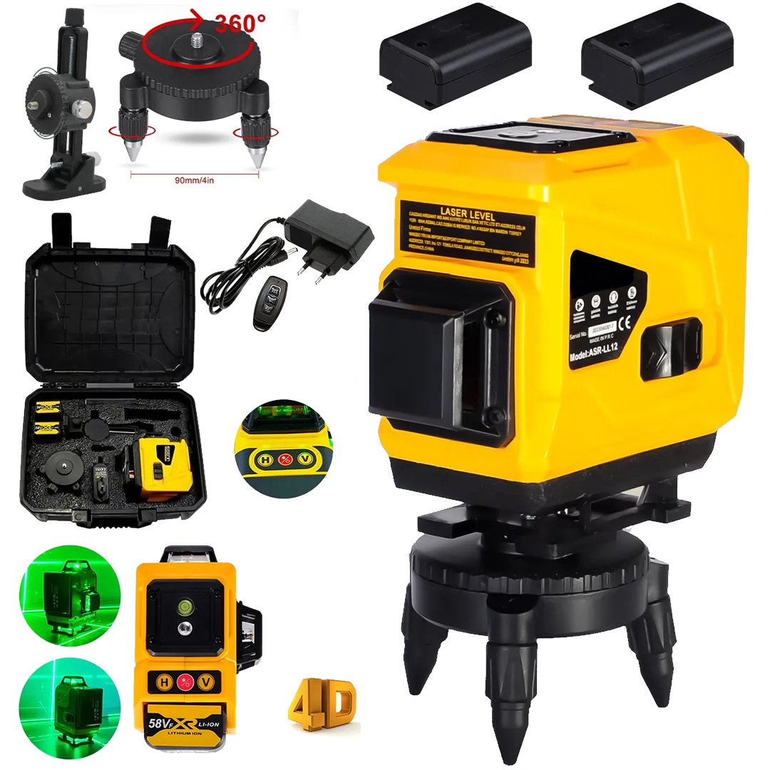 BoschPlus EEA245 Akülü 4d 12 Köşe 360 Derece Otomatik Hizalamalı Lazer Terazi Metre