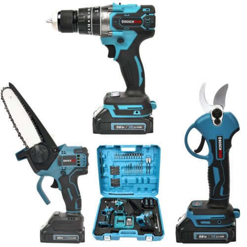 BoschPlus EEA301 Akülü 3lü Bahçe Seti Dal Budama, Bağ Makası ve Vidalama 58Vf