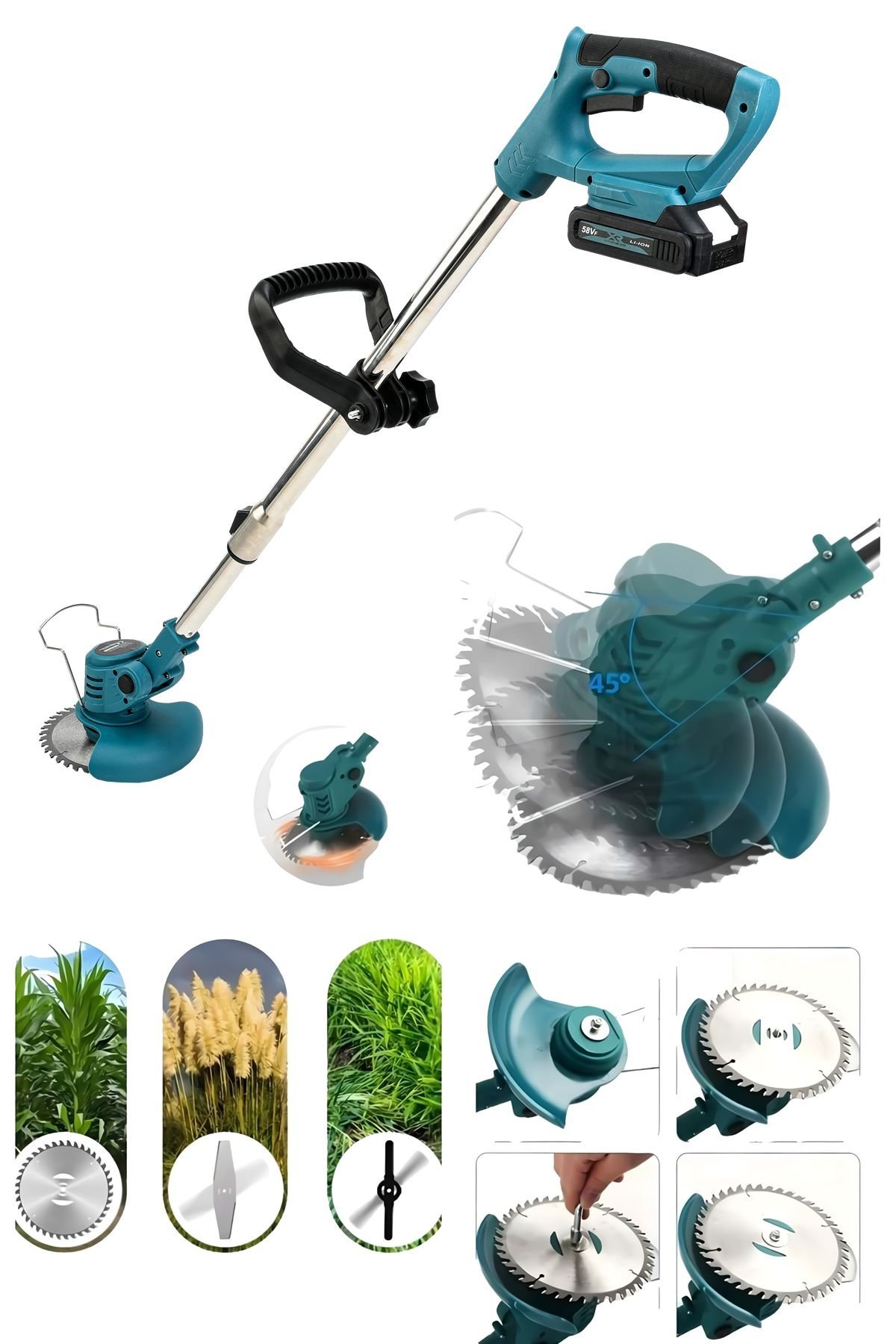 bosch çift akülü çim ot biçme makinesi tırpan