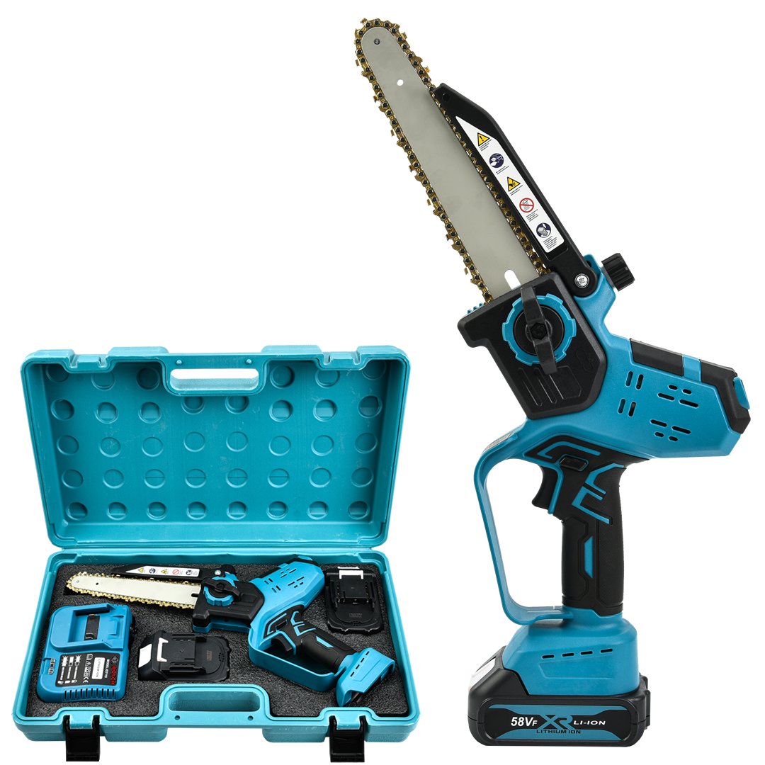 BoschPlus EEA344 Otomatik Yağlamalı Şarjlı El Testeresi Ağaç Odun Dal Kesme Budama Çift Batarya Dijital Göstergeli