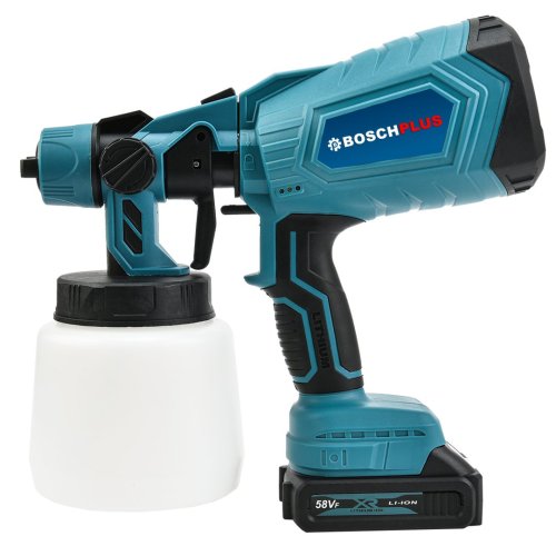 BoschPlus EEA373 Yüksek Basınçlı Çift Akülü Sprey Boya Püskürtme Tabancası 58Vf Mavi