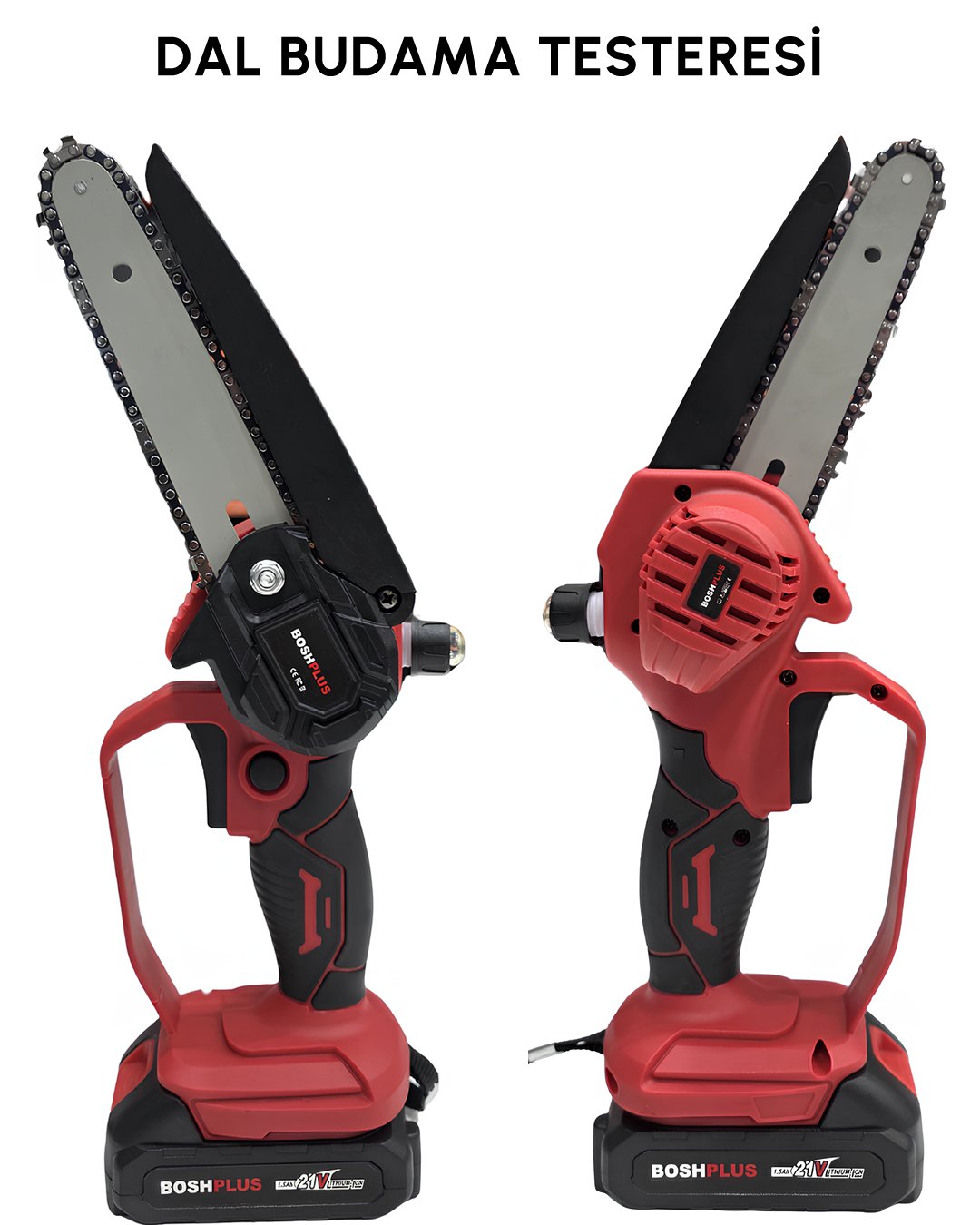 BoshPlus BP001 Akülü Kırmızı 3lü Bahçe Seti budama testere özelliği