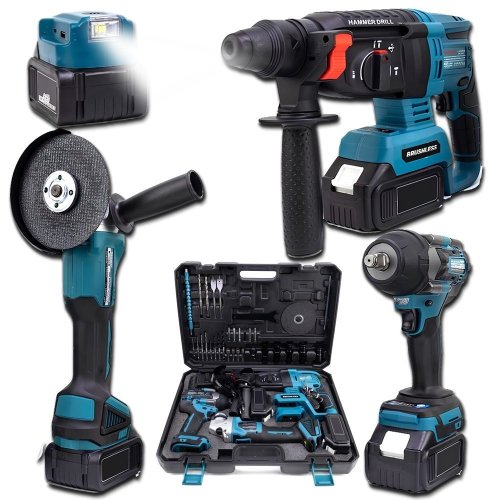 BoschPlus EEA449 Akülü Kömürsüz 3IN1 Set Makine (1100Nm Somun Sökme, Kırıcı Delici , 125mm Avuç Taşlama, Powerbank ve Led) 88Vf 10P