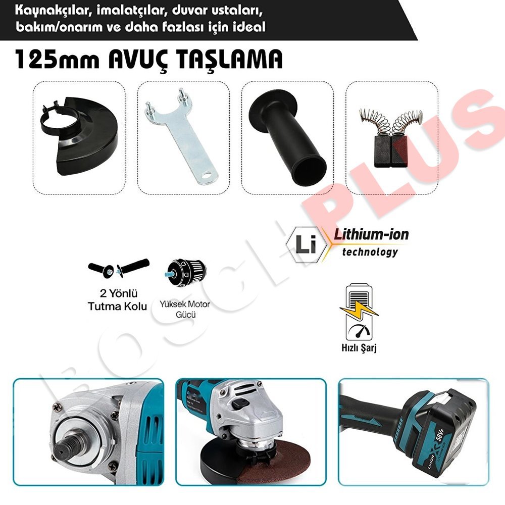 Bosch Plus EEA090 Akülü Ultra 4lü Set Makina 58vf 5ah 125mm avuç taşlama modeli