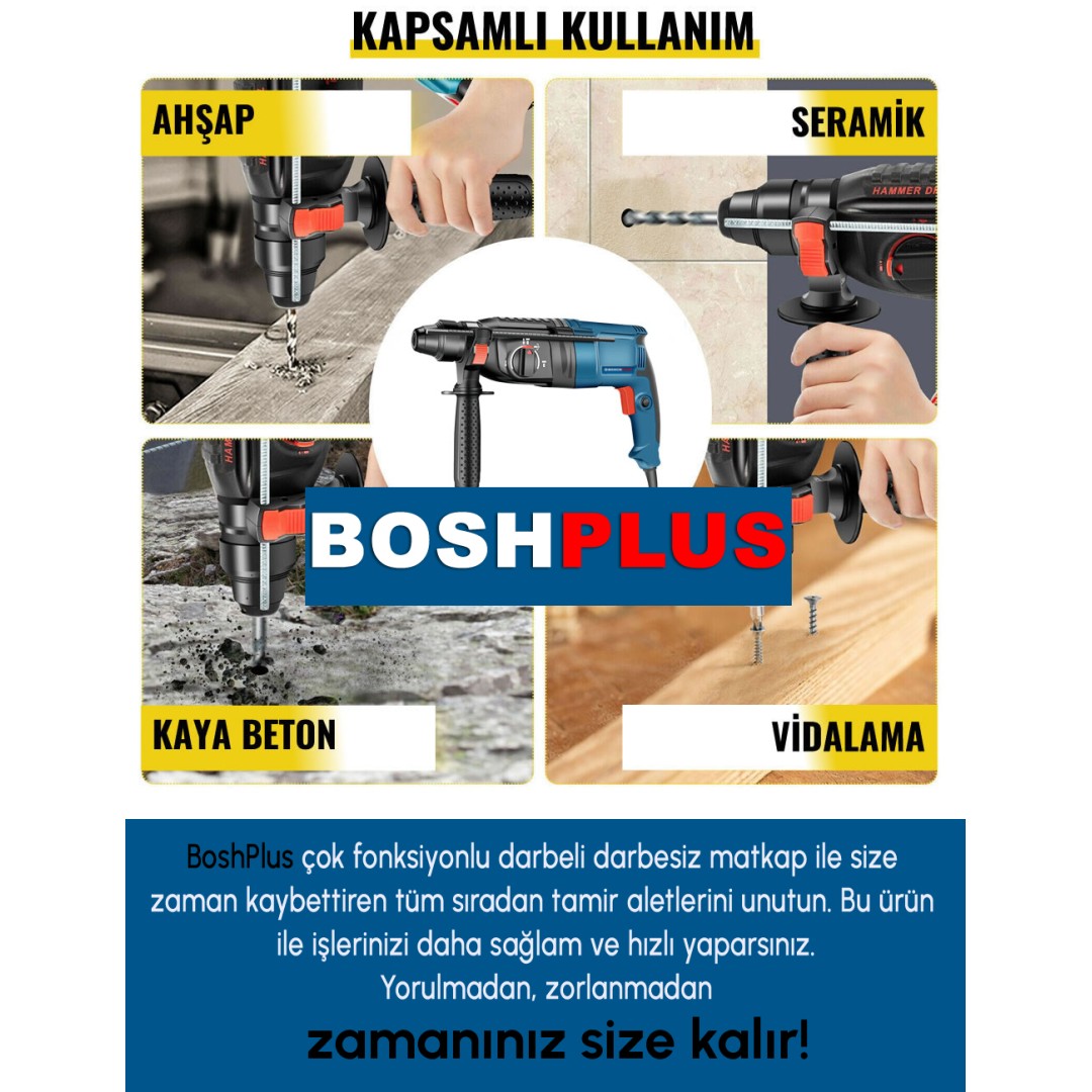 Bosch Plus EEA104 Professional Gbh 2-28f Pnömatik Kırıcı Delici kapsamlı kullanım