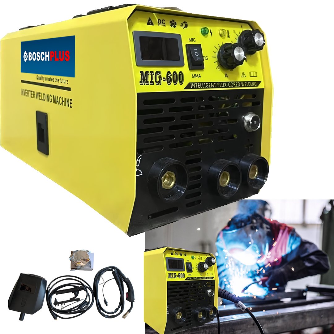BoschPlus EEA240 Dijital Welding MIG600 Gazsız Gaz Altı Kaynak Makinesi 3 Fonksiyonlu Sarı