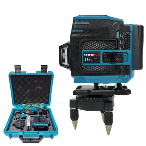 BoschPlus EEA302 Çift Akülü 12 Köşe 360° 58Vf Otomatik Hizalamalı Lazer Metre (Mavi)