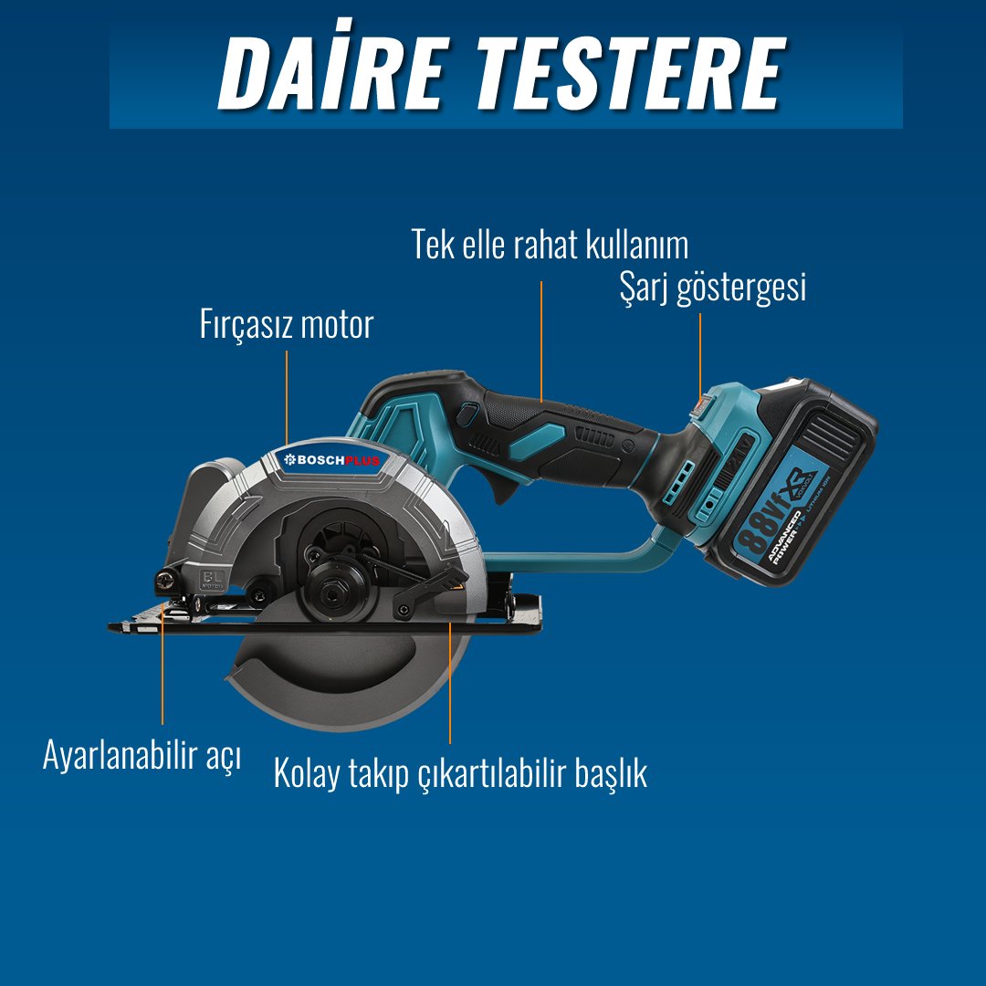 Bosch Plus EEA370 Akülü Süper 6lı Set Makina 88vf 5ah daire testere