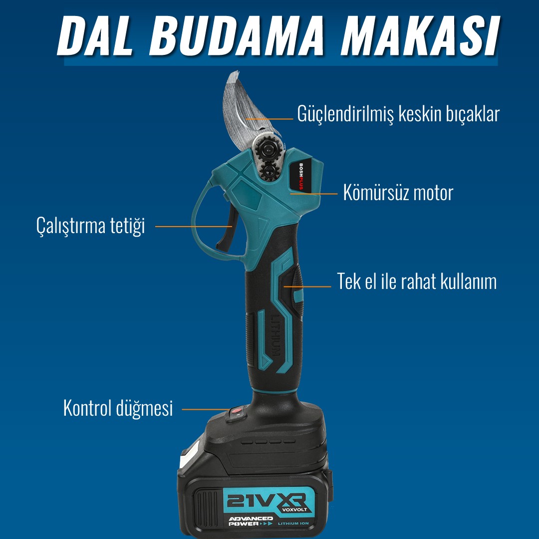 BoschPlus EEA397 Akülü Süper 6li Set Makina 88vf 5ah dal makası özellikleri