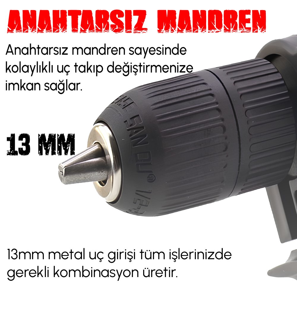 Bosch Plus EEA380 Profesyonel Elektrikli 13mm Darbeli Matkap (Mavi) plastik mandren