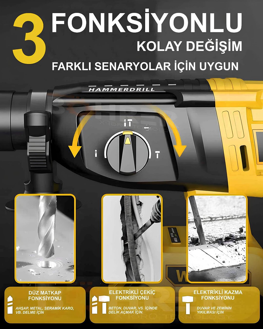 Bosch Plus EEA382 Profesyonel Akülü Kömürsüz Kırıcı Delici Hilti 88Vf (Sarı) model ve fiyatlar