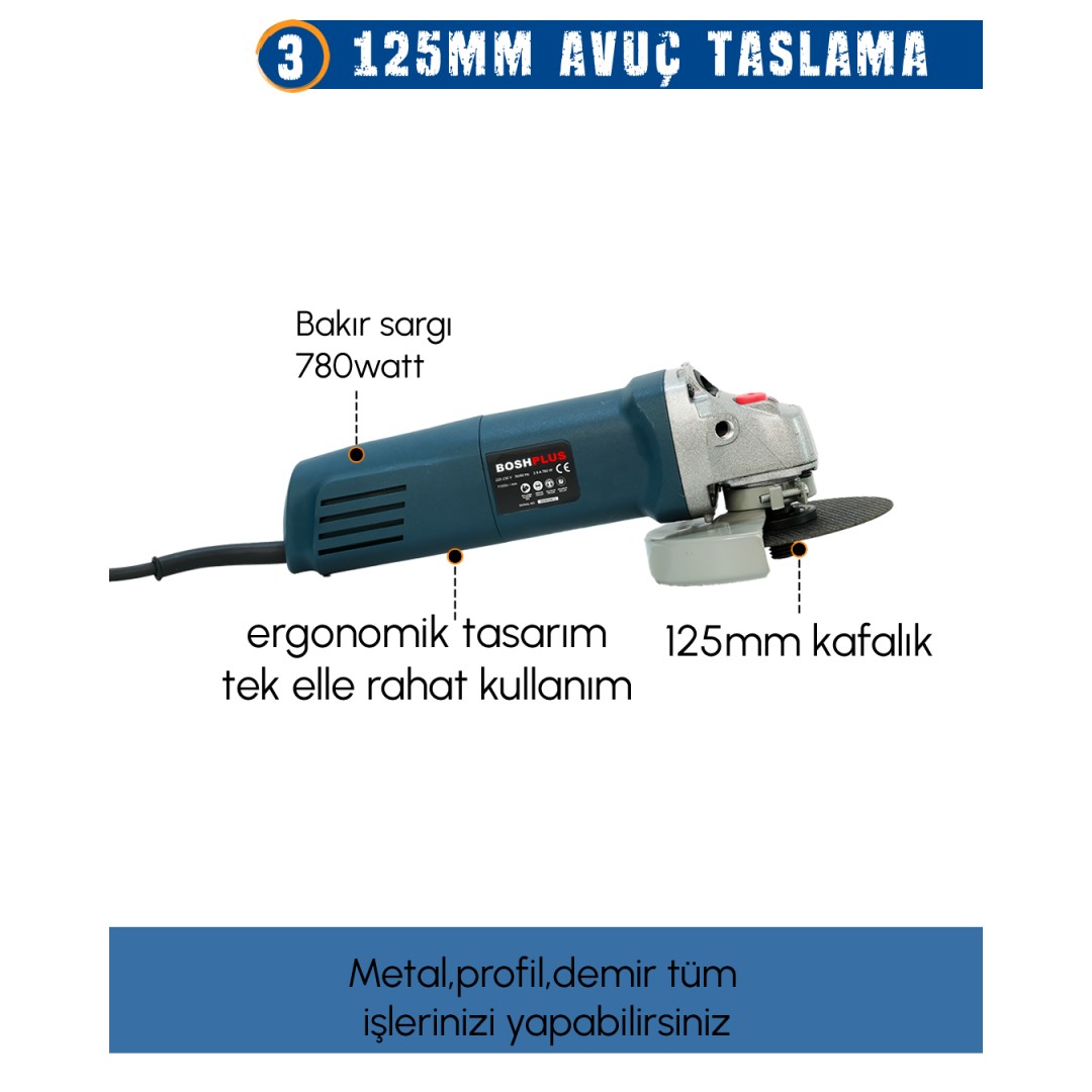 BoschPlus EEA416 Elektrikli 4 lü Makine Seti  avuç taşlama özellikler