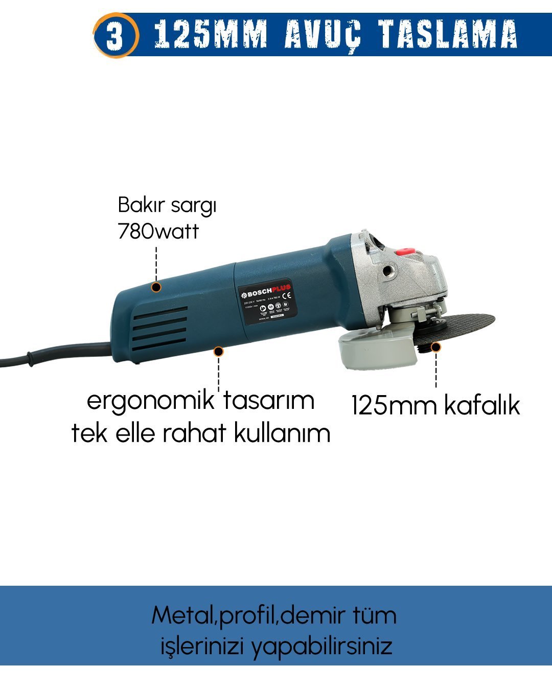 BoschPlus EEA416 Elektrikli 4 lü Makine Seti  avuç taşlama özellikler