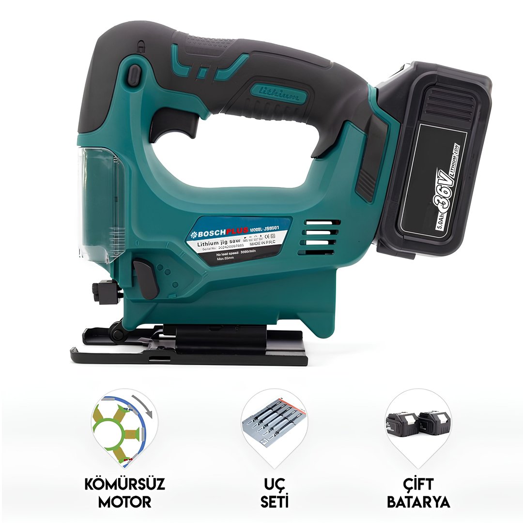 BoschPlus EEA427 Akülü Kömürsüz Motor Ayarlanabilir Çift Bataryalı Dekupaj Testere 36V 5ah Mavi model ve fiyatlar