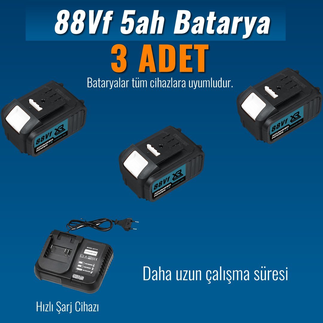 Bosch Plus EEA431 Akülü Süper 5li Set Makina 88vf 5ah bataryalar