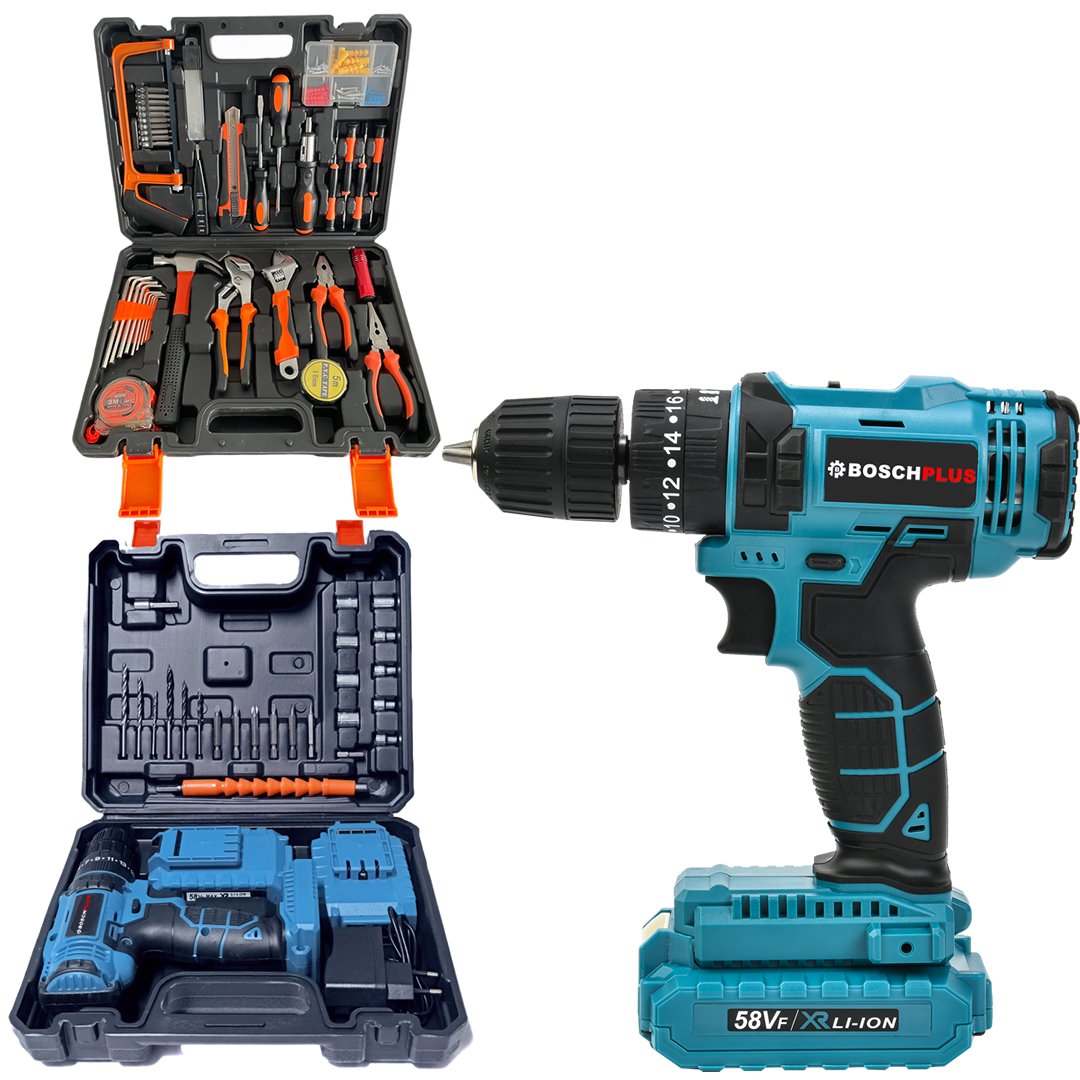 BoschPlus EEA441 Akülü Darbeli Vidalama Matkap Seti 58Vf + 105 Parça Özel Alışım Çelik Profesyonel Alet Takım Seti