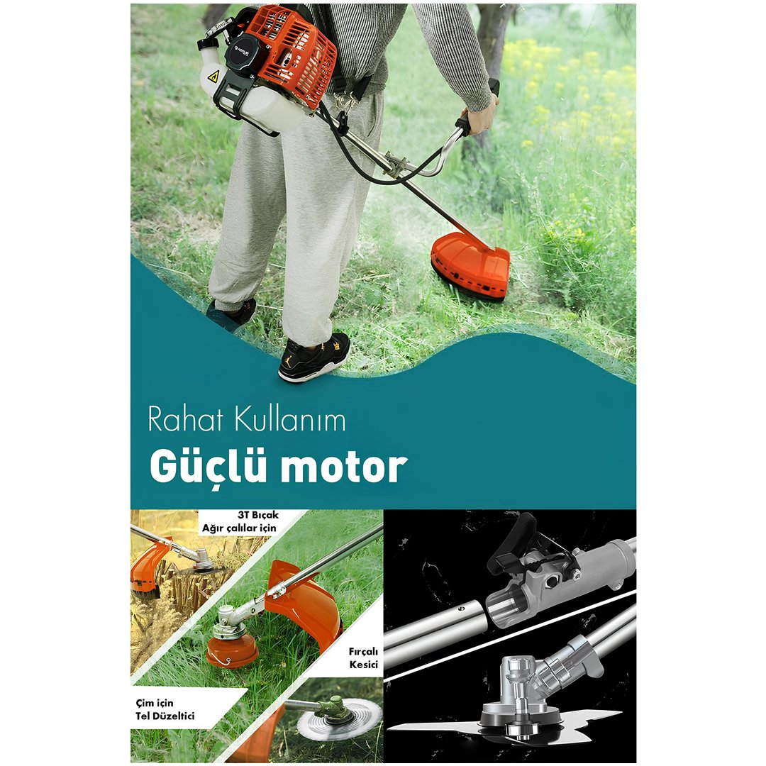 BoschPlus EEA446 58cc 11000 Rpm Yan Tipi Benzinli Ot Çalı Çim Biçme Tırpanı (Turuncu) özellikler