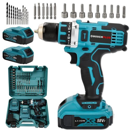 BoschPlus EEA448 24 Parça 58vf 5ah Çelik Mandrenli Şarjlı Vidalama Matkap Seti