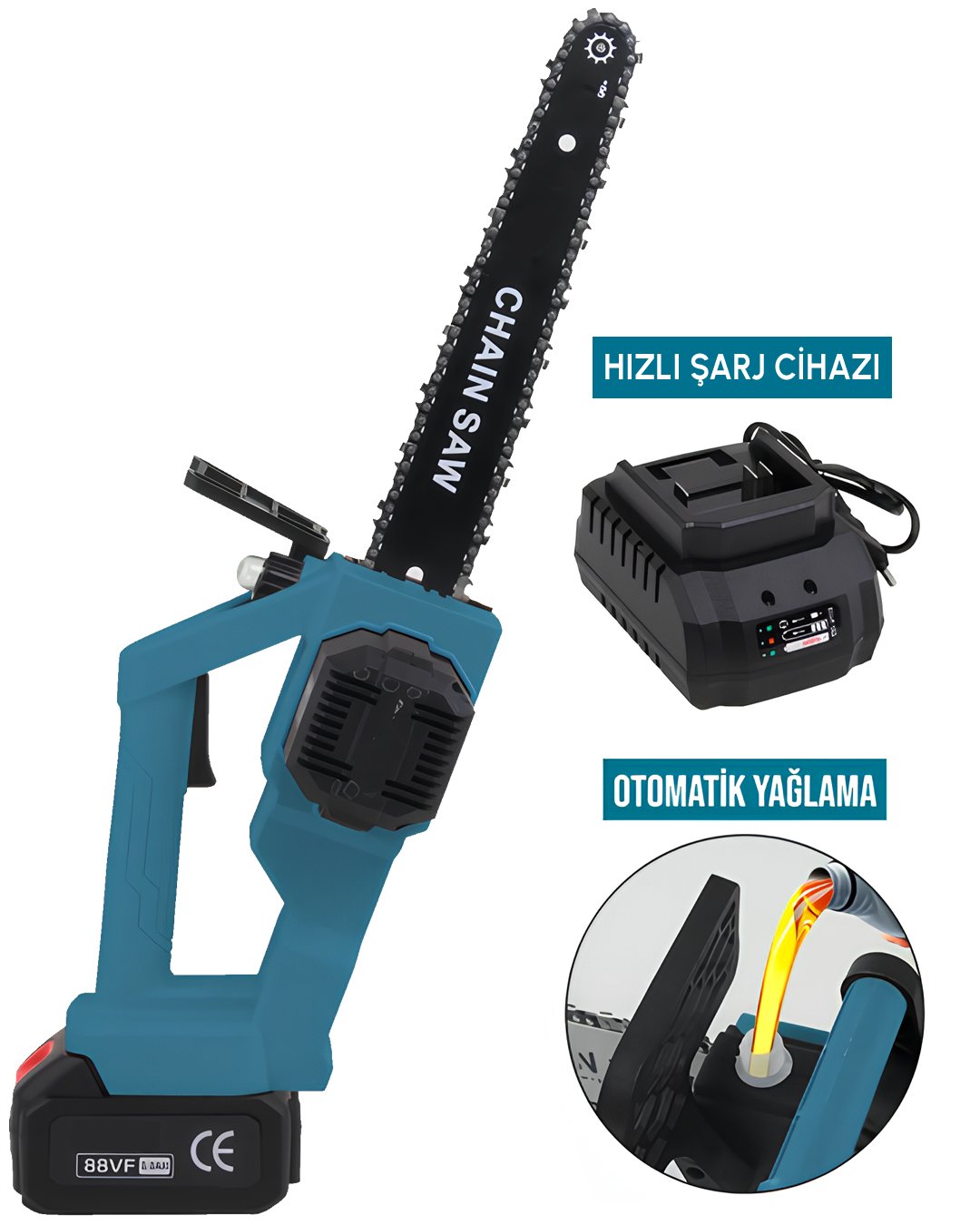 BoschPlus EEA454 Akülü Kömürsüz 25cm Pala ve Zincir Otomatik Yağlamalı El Testeresi Ağaç Odun Dal Kesme Budama Çift Batarya 88Vf model ve fiyatlar