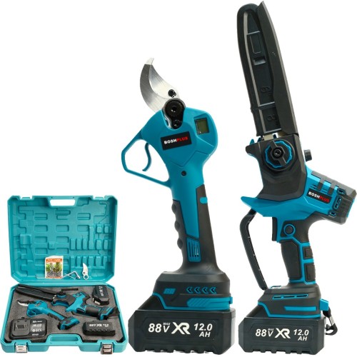 BoshPlus EEA460 Profesyonel 2li Bahçe Set Akülü Dijital Göstergeli 50mm Dal Budama Makası ve 20cm Dal Budama Testeresi 88Vmax