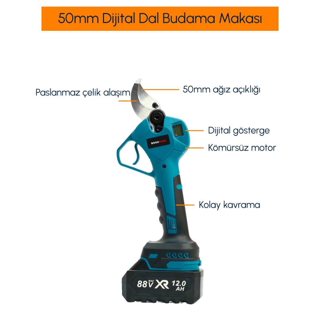 BoschPlus EEA460 Profesyonel 2li Set Akülü Dijital Göstergeli 50mm Dal Budama Makası özellikleri