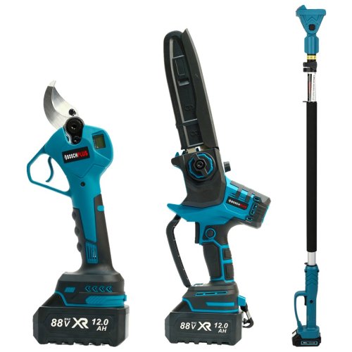 BoschPlus EEA461 Profesyonel 3lü Bahçe Seti Akülü Uzatma Kollu Dijital Göstergeli 50mm Dal Budama Makası ve 20cm Dal Budama Testeresi 88Vmax