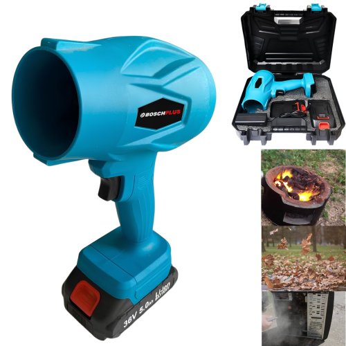 BoschPlus EEA470 Yeni Çift Akülü Hava Üfleme, Yaprak Üfleyici, Araba, Cam Suyu Kurulama Fanı 36v 5ah (Mavi)