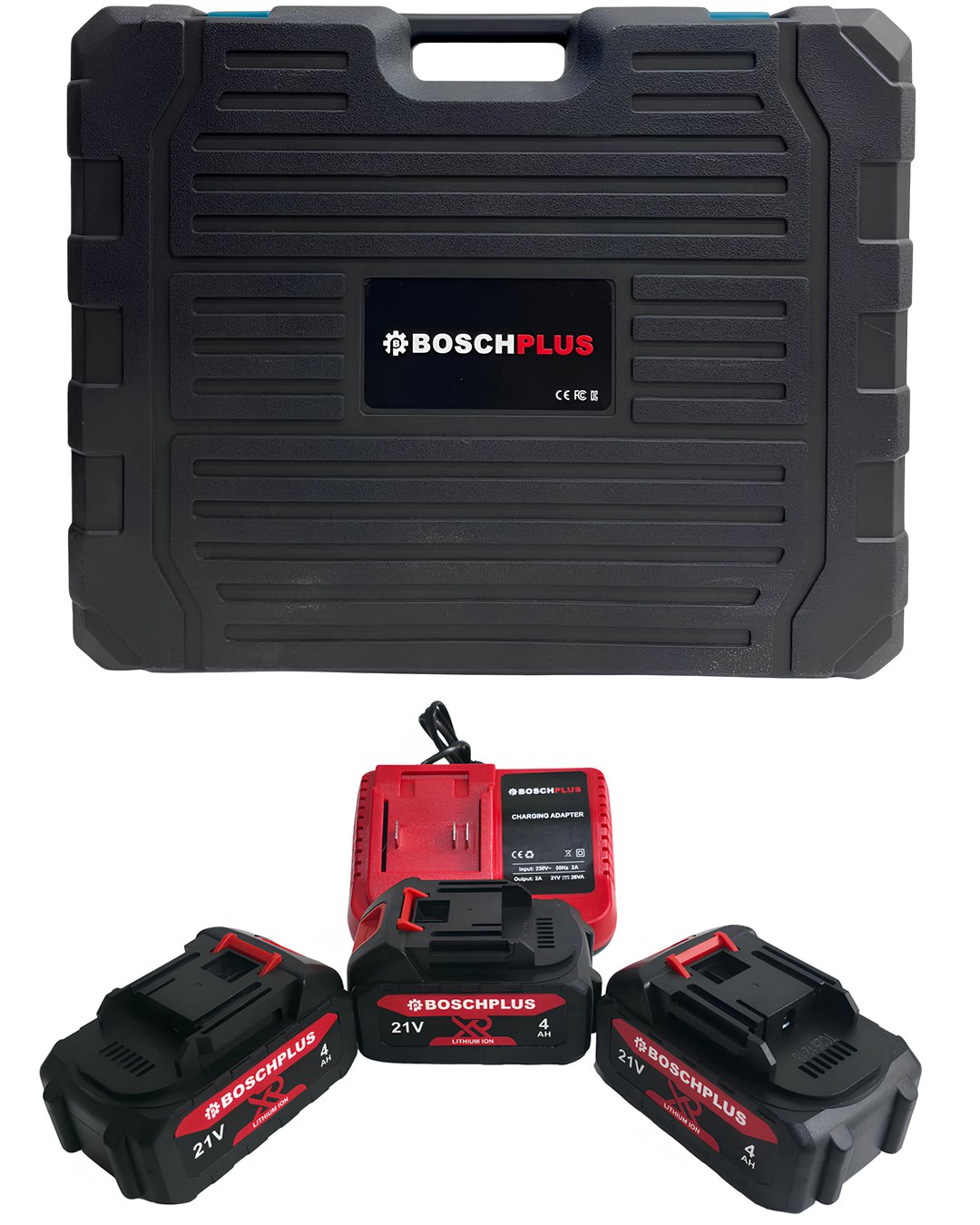 BoschPlus EEA486 Profesyonel Kömürsüz Akülü Kırmızı 6lı Set 21V 4ah bataryalar