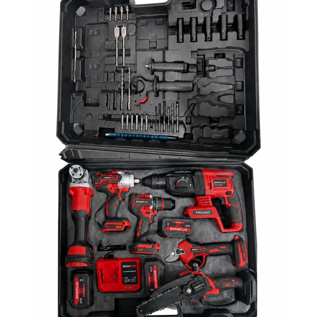 Boshplus PH338 Profesyonel Kömürsüz Akülü Kırmızı 6lı Set 21V 4ah taşıma çantası 