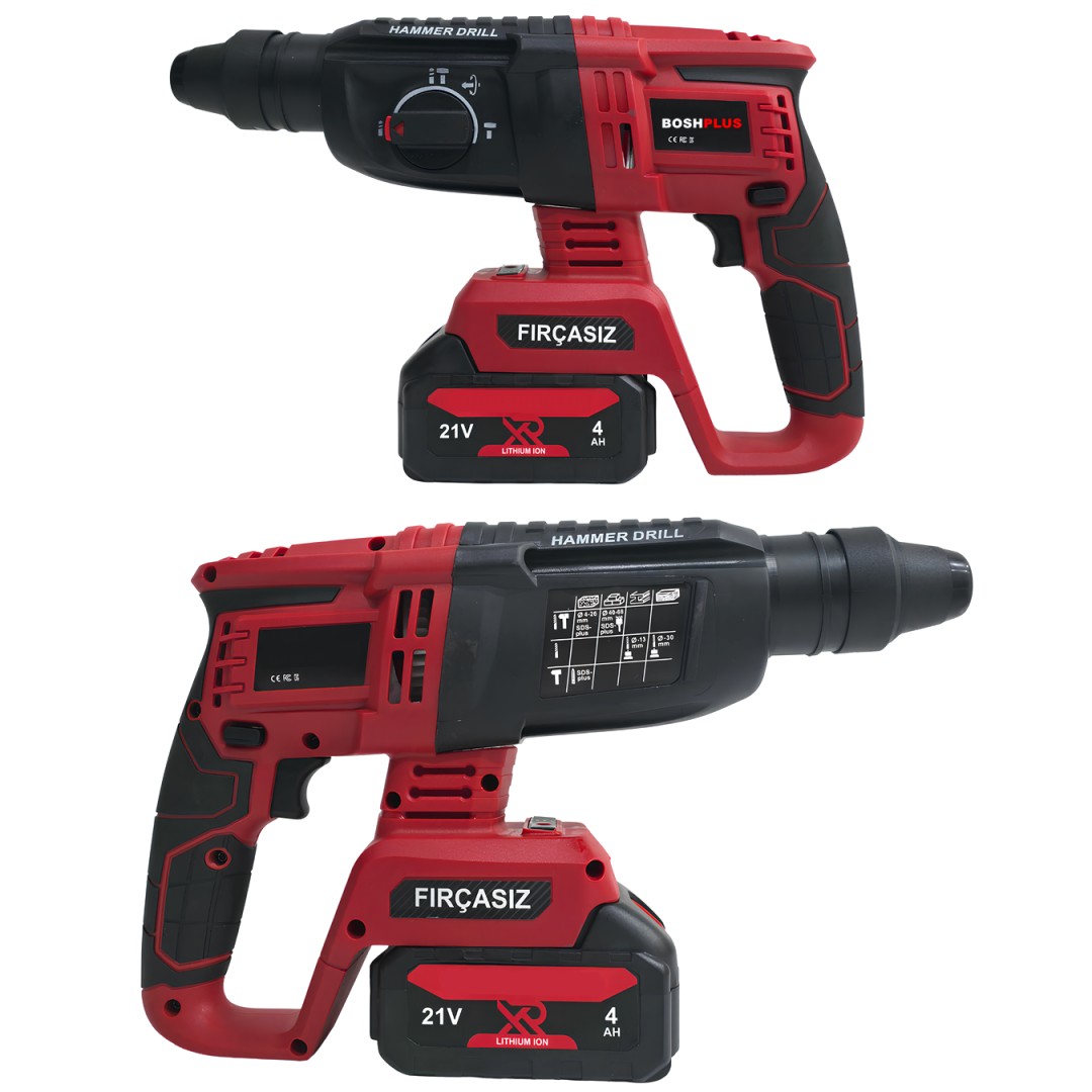 Boshplus PH338 Profesyonel Kömürsüz Akülü Kırmızı 6lı Set 21V 4ah Kırıcı delici özellikleri