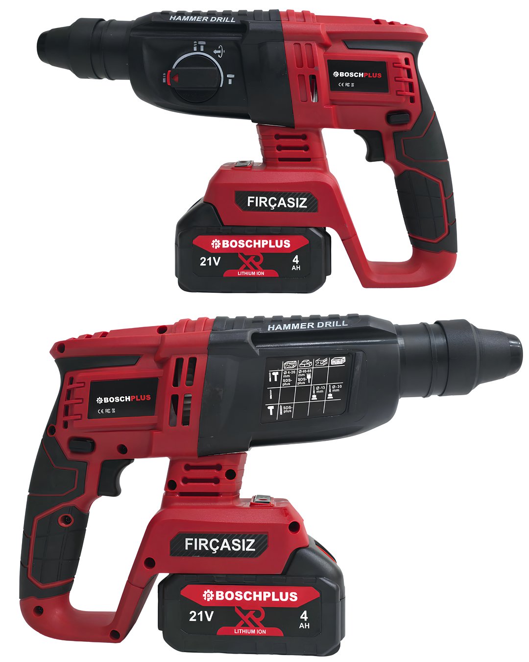 BoschPlus EEA486 Profesyonel Kömürsüz Akülü Kırmızı 6lı Set 21V 4ah Kırıcı delici özellikleri