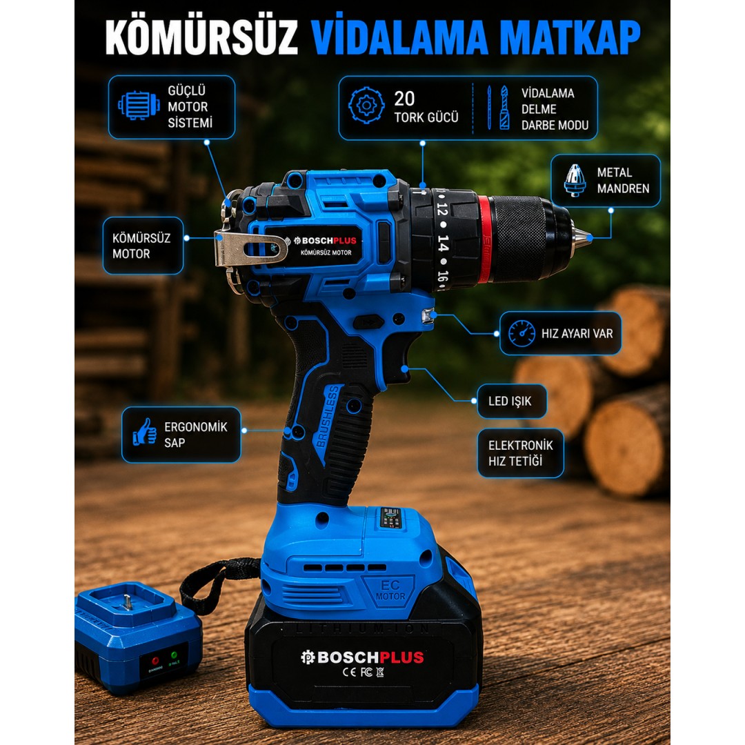 Boshplus BP100 Kömürsüz Akülü 3lü Bahçe Seti vidalama matkap özellikleri