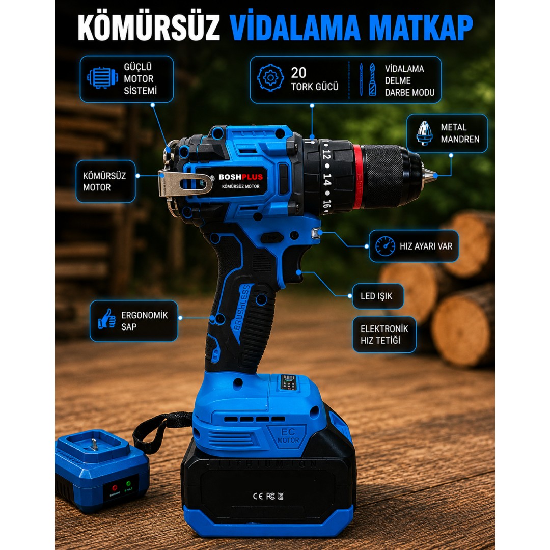 Boshplus BP100 Kömürsüz Akülü 3lü Bahçe Seti vidalama matkap özellikleri