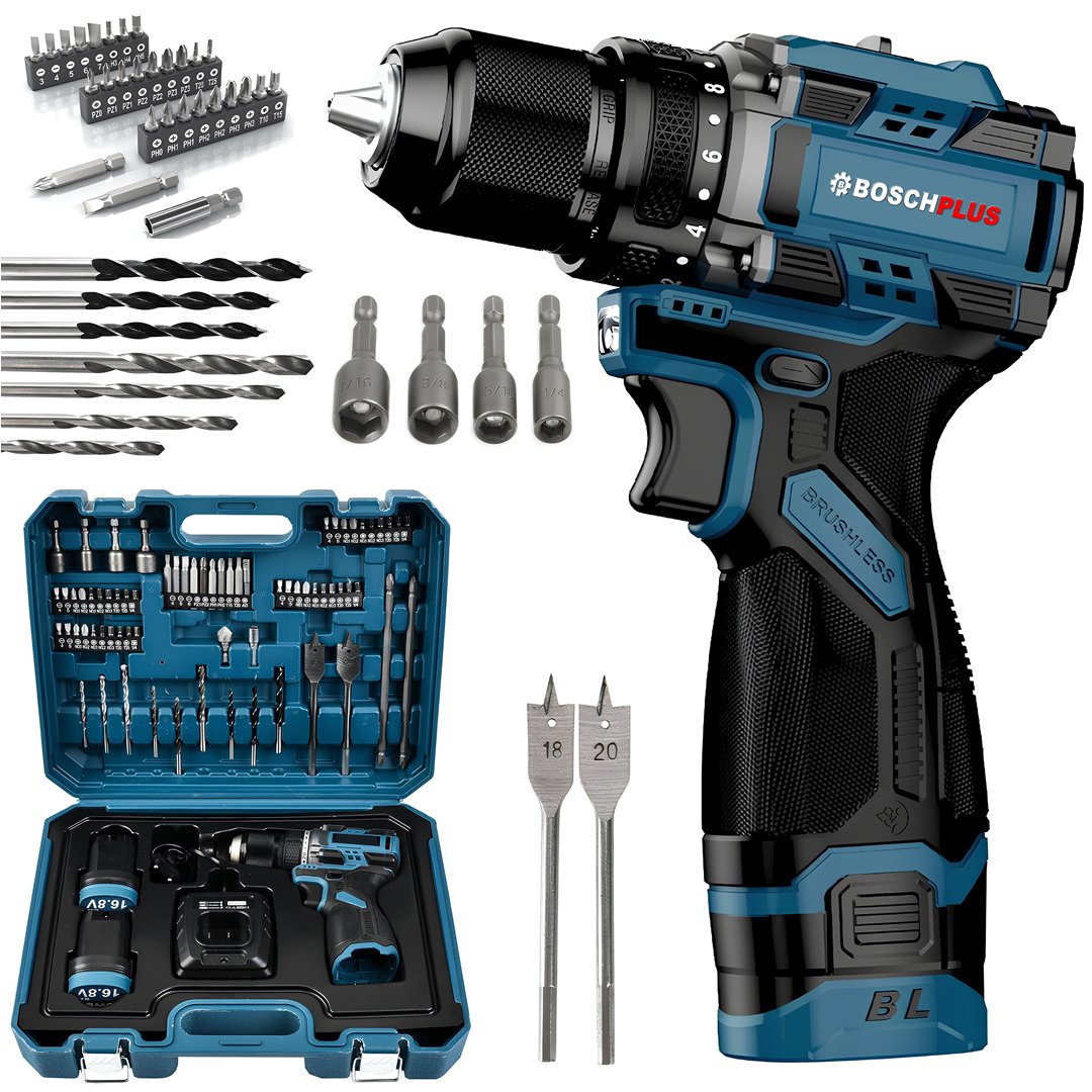 Boschplus EEA453 Yeni Akülü Kömürsüz Armut Batarya Vidalama Matkap Seti Çantalı 70 Parça 16V 2Ah