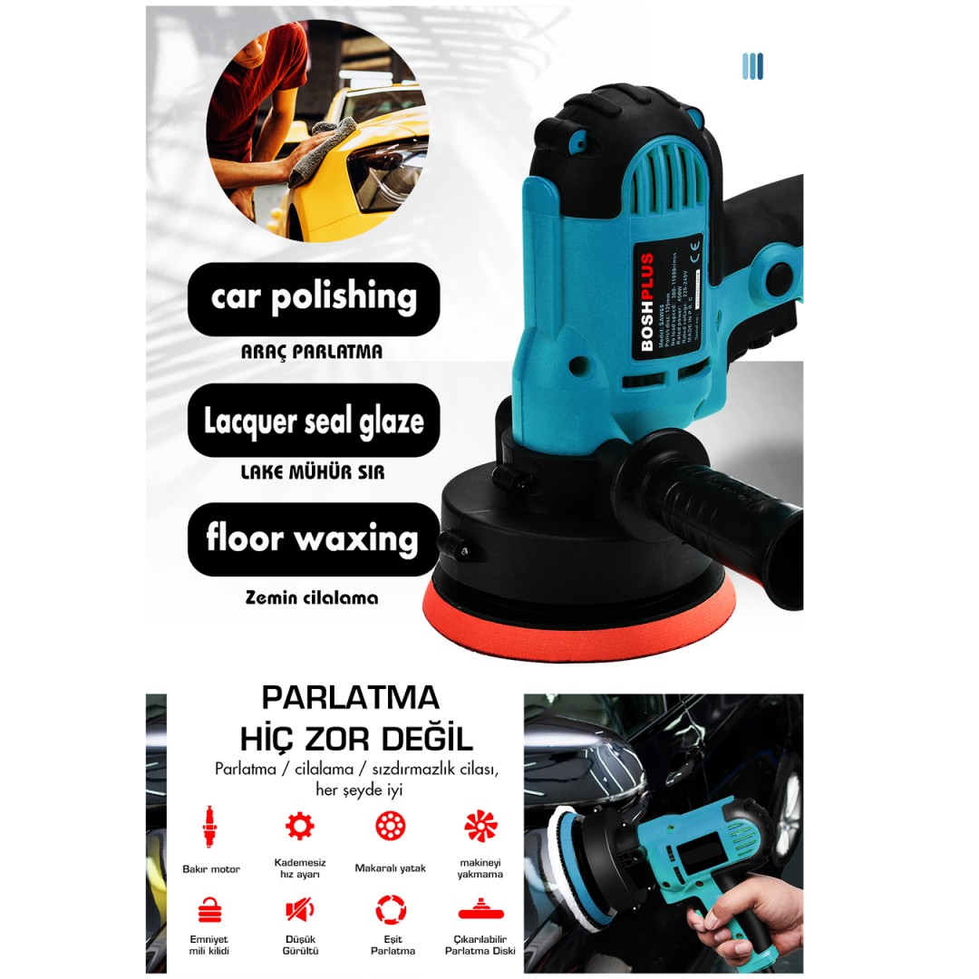 Boshplus EEA476 Elektrikli 125MM Dikey Polisaj Zımpara Makinesi - Mavi kullanımı
