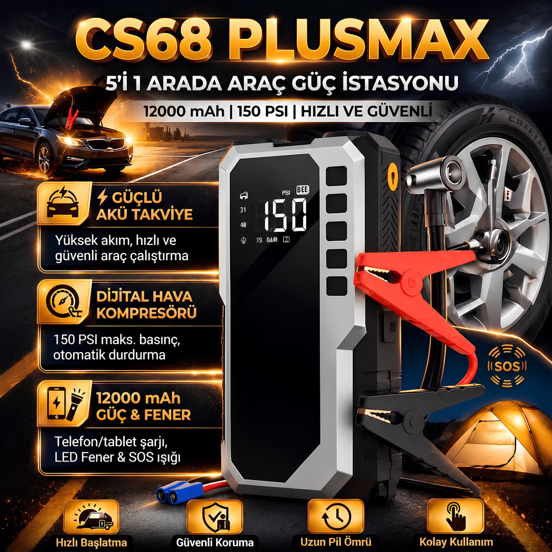Castu Cs68 Plus 5i 1 Arada Aku Takviye Hava Kompresoru Model Fiyatlari