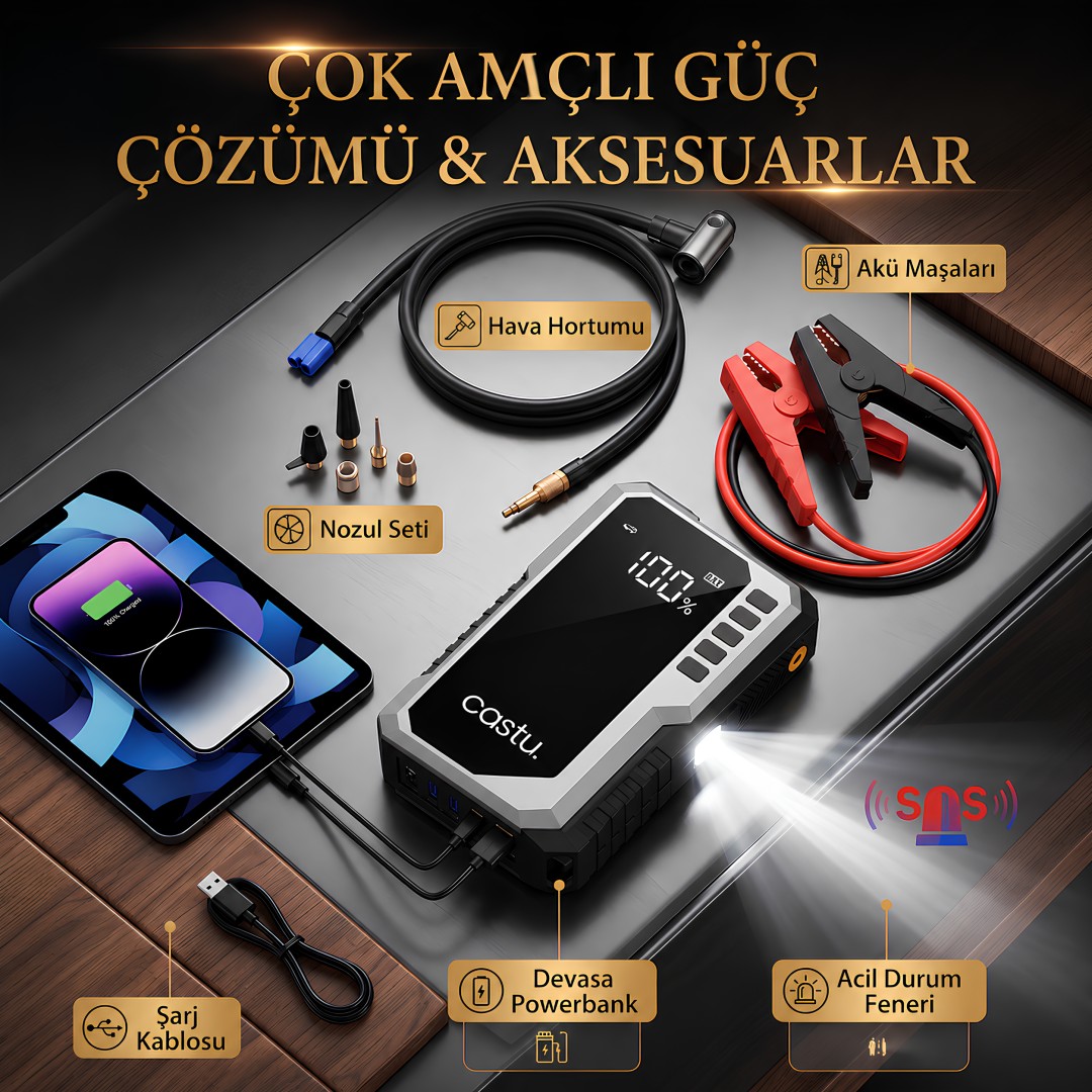 Castu Cs68 Plus 5i 1 Arada Aku Takviye Hava Kompresoru Teknik Ozellikleri