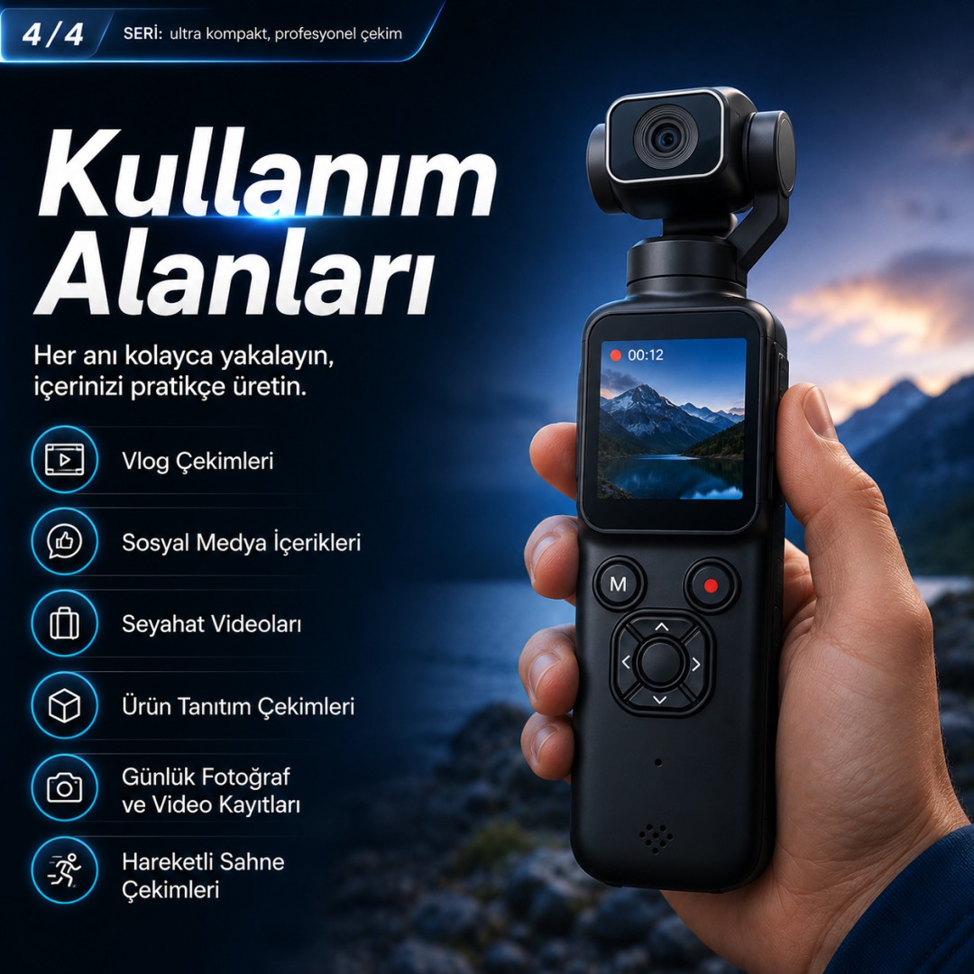 Castu HJD05 Ultra Kompakt 4K Pocket Kamera 3 Eksen Stabilizasyonlu kullanım alanları